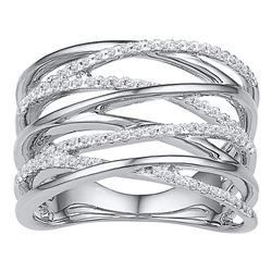 0.25 CTW Diamond Crossover Open Strand Ring 10KT White Gold - REF-33M8H