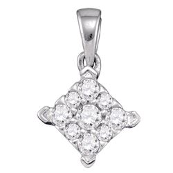 0.26 CTW Diamond Square Cluster Pendant 10KT White Gold - REF-22M4H