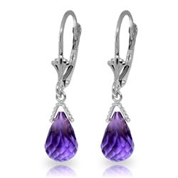 Genuine 4.5 ctw Amethyst Earrings Jewelry 14KT White Gold - REF-22W7Y