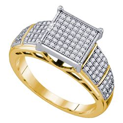 0.33 CTW Diamond Wide Square Cluster Ring 10KT Yellow Gold - REF-34X4Y