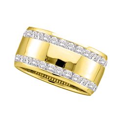 1 CTW Diamond Double Row Wedding Ring 14KT Yellow Gold - REF-146W2K