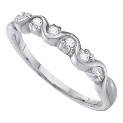 0.10 CTW Diamond Wavy Ring 10KT White Gold - REF-10H5M