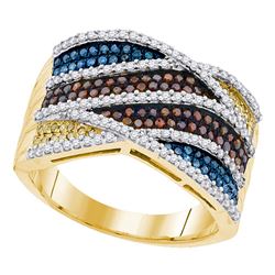 0.75 CTW Multicolor Diamond Fashion Ring 10KT Yellow Gold - REF-79Y4X