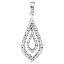 0.25 CTW Diamond Oblong Nested Oval Pendant 10KT White Gold - REF-22M4H