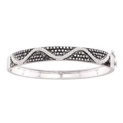 2.55 CTW Black Color Diamond Bangle Bracelet 14KT White Gold - REF-149H9M