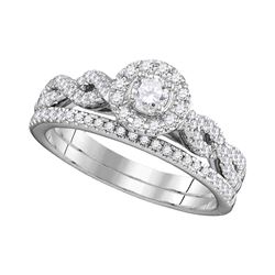 0.51 CTW Diamond Halo Bridal Ring 14KT White Gold - REF-75X2Y