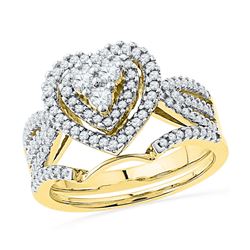 0.63 CTW Diamond Heart Bridal Engagement Ring 10KT Yellow Gold - REF-57M2H