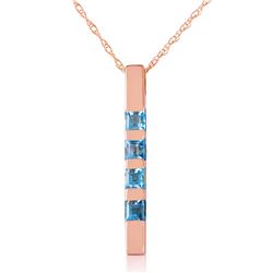 Genuine 0.35 ctw Blue Topaz Necklace Jewelry 14KT Rose Gold - REF-26K6V