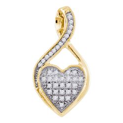 0.10 CTW Diamond Heart Cluster Pendant 10KT Yellow Gold - REF-7K4W