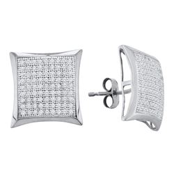 0.50 CTW Diamond Convex Square Kite Cluster Earrings 10KT White Gold - REF-34H4M