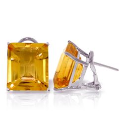 Genuine 13 ctw Citrine Earrings Jewelry 14KT White Gold - REF-53N2R