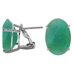 Genuine 13 ctw Emerald Earrings Jewelry 14KT White Gold - REF-160N9R