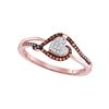 Image 1 : 0.16 CTW Red Color Diamond Heart Cluster Ring 10KT Rose Gold - REF-18N2F