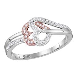 0.15 CTW Diamond Heart Love Ring 10KT Two-tone Gold - REF-18N2F