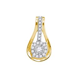 0.13 CTW Diamond Flower Teardrop Pendant 10KT Yellow Gold - REF-12W2K