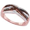 Image 1 : 0.25 CTW Red Color Diamond Crossover Strand Ring 10KT Rose Gold - REF-37Y5X