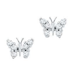 0.20 CTW Diamond Butterfly Stud Earrings 10KT White Gold - REF-18H2M