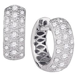 0.85 CTW Diamond Huggie Earrings 14KT White Gold - REF-89H9M
