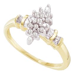 0.15 CTW Prong-set Diamond Cluster Ring 10KT Yellow Gold - REF-18F2N
