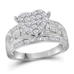 1.03 CTW Diamond Heart Bridal Engagement Ring 10KT White Gold - REF-71K3W