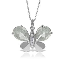 Genuine 11.10 ctw White Topaz & Diamond Necklace Jewelry 14KT White Gold - REF-130N2R