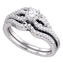 0.75 CTW Diamond Bridal Wedding Engagement Ring 14KT White Gold - REF-127N4F