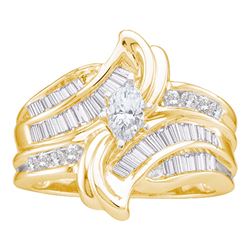 1 CTW Marquise Diamond Solitaire Bridal Engagement Ring 14KT Yellow Gold - REF-149X9Y