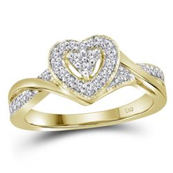 0.25 CTW Diamond Heart Love Ring 10KT Yellow Gold - REF-28W4K