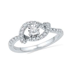 0.25 CTW Diamond Cradle Solitaire Promise Bridal Ring 10KT White Gold - REF-24F2N