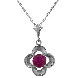 Genuine 0.55 ctw Ruby Necklace Jewelry 14KT White Gold - REF-25T4A