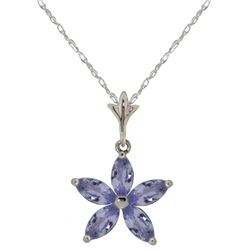 Genuine 1.40 ctw Tanzanite Necklace Jewelry 14KT White Gold - REF-37P6H