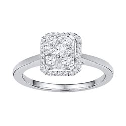 0.33 CTW Diamond Square Cluster Ring 10KT White Gold - REF-30K2W