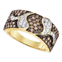 0.85 CTW Cognac-brown Color Diamond Cocktail Ring 10KT Yellow Gold - REF-49K5W