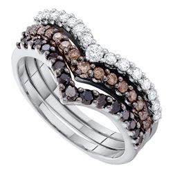 1 CTW Black Color Diamond Chevron Stackable 3-piece Ring 14KT White Gold - REF-79K4W