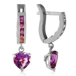 Genuine 3.2 ctw Amethyst Earrings Jewelry 14KT White Gold - REF-37H4X