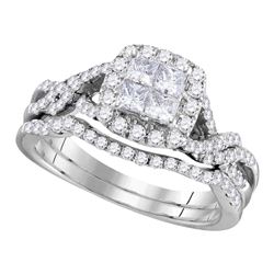 1.04 CTW Princess Diamond Bridal Engagement Ring 14KT White Gold - REF-86M2H