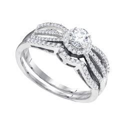 0.38 CTW Diamond Split-shank Bridal Engagement Ring 10KT White Gold - REF-52F4N