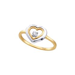 0.04 CTW Diamond Solitaire Heart Ring 10KT Two-tone Gold - REF-10M5H