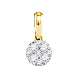 0.25 CTW Diamond Circle Cluster Pendant 14KT Yellow Gold - REF-24H2M