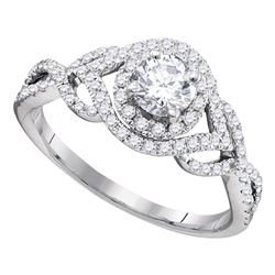 0.88 CTW Diamond Solitaire Bridal Engagement Ring 14KT White Gold - REF-194H9M