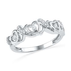 0.13 CTW Diamond Heart Love Ring 10KT White Gold - REF-16N4F