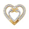 Image 1 : 0.10 CTW Diamond Nested Double Heart Pendant 10KT Yellow Gold - REF-12H2M
