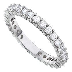 2 CTW Pave-set Diamond Eternity Wedding Ring 14KT White Gold - REF-240F2N