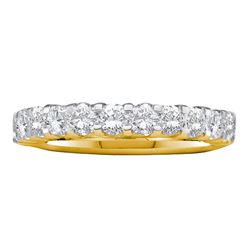 1 CTW Pave-set Diamond Single Row Wedding Ring 14KT Yellow Gold - REF-134X9Y
