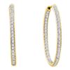 Image 1 : 1.01 CTW Diamond In/Out Hoop Earrings 14KT Yellow Gold - REF-112X5Y