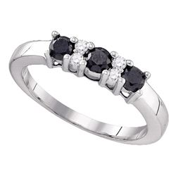 0.59 CTW Black Color Diamond Ring 10KT White Gold - REF-22K4W