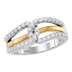 0.50 CTW Diamond Lasso Loop Ring 10KT Two-tone Gold - REF-47X9Y