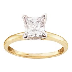 0.20 CTW Princess Diamond Solitaire Bridal Engagement Ring 14KT Yellow Gold - REF-32Y9X