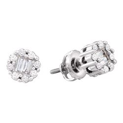 0.25 CTW Diamond Cluster Screwback Stud Earrings 14KT White Gold - REF-26X9Y