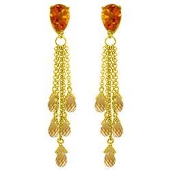 Genuine 15.5 ctw Citrine Earrings Jewelry 14KT Yellow Gold - REF-51V8W